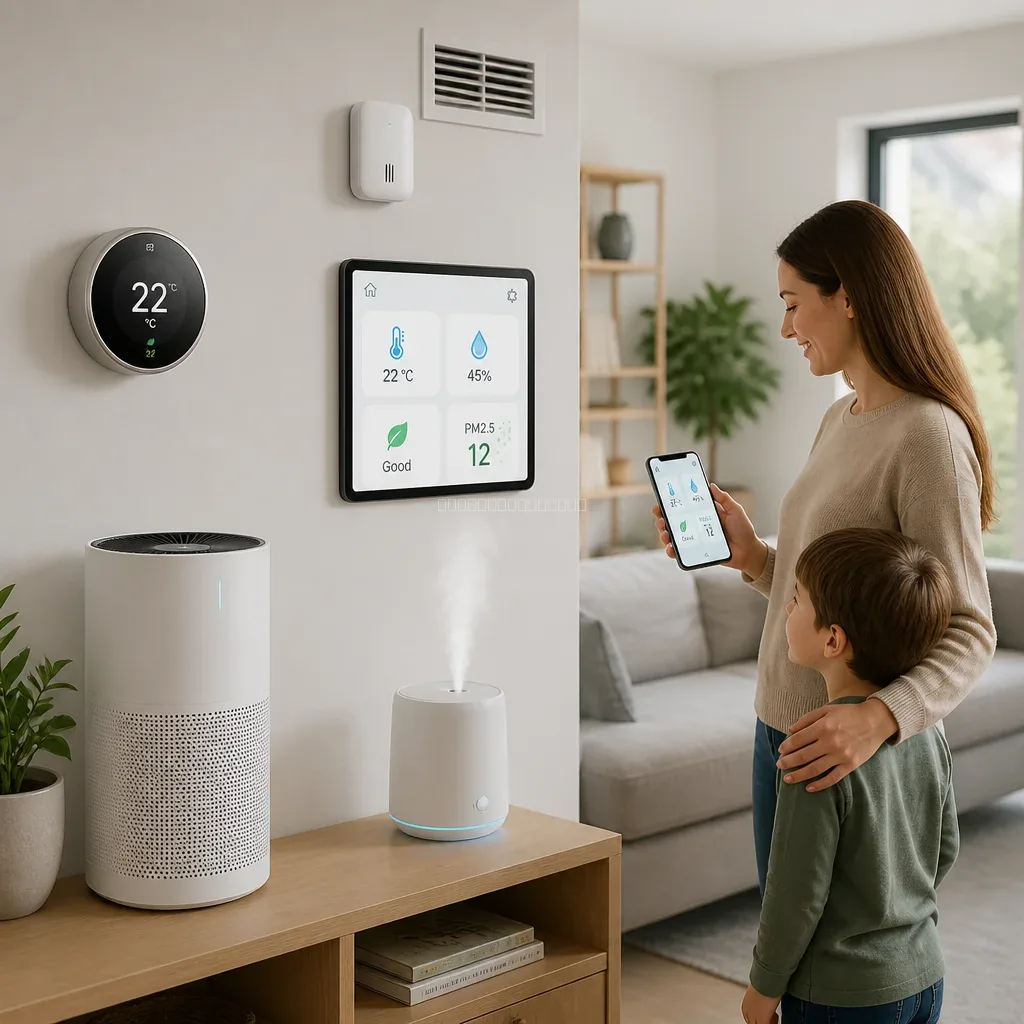 KlimaNowBox smart thermostat in living room