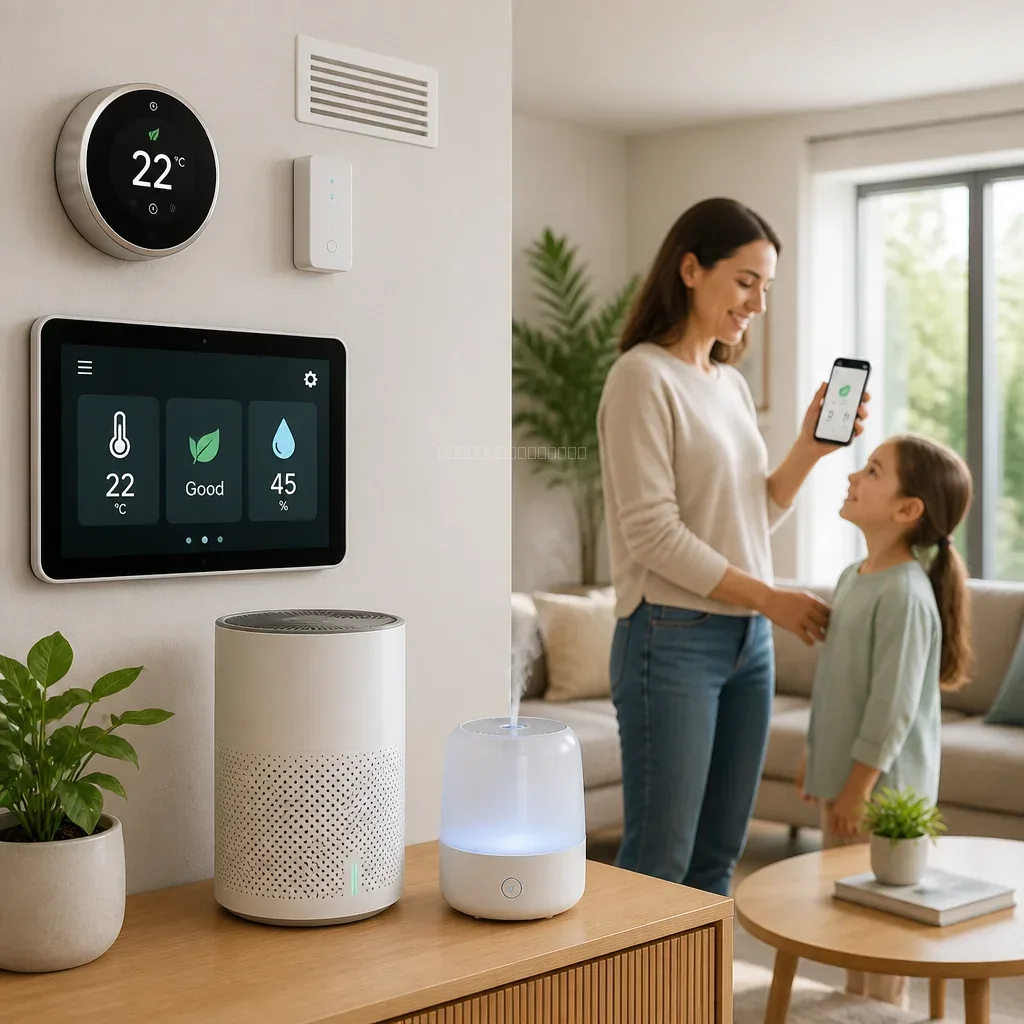 Air quality sensor on a kitchen counter